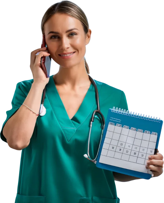 Kinésithérapeute titulaire au téléphone avec son agenda